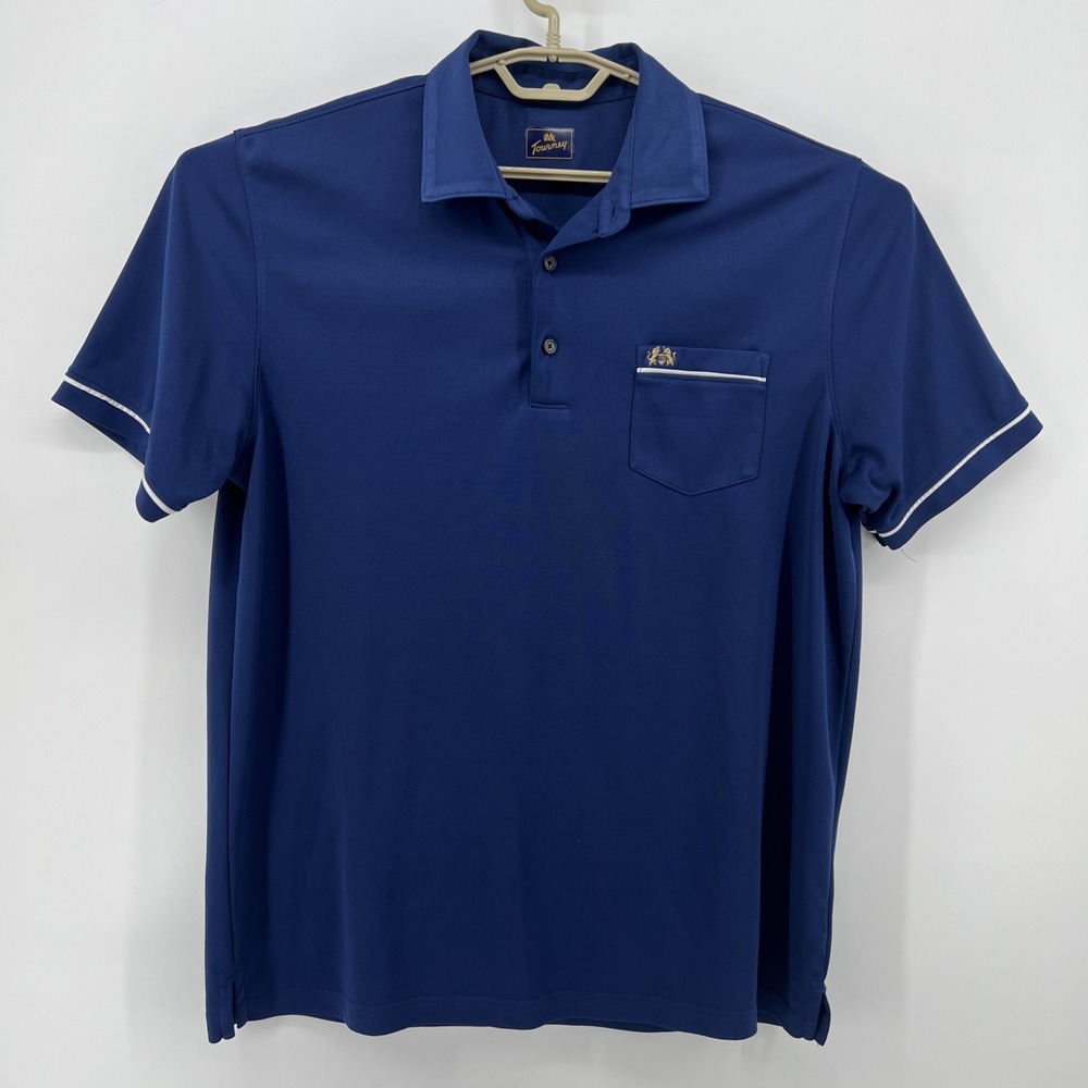 Tourney Mens XL Navy Blue Performance Golf Polo Shirt Lion Crest Pocket SS